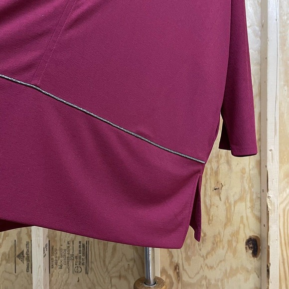 Chicos Size 4 XXL Blouse Tunic Top Jewelry Chain Trim Long Sleeve Stretch - Picture 3 of 9